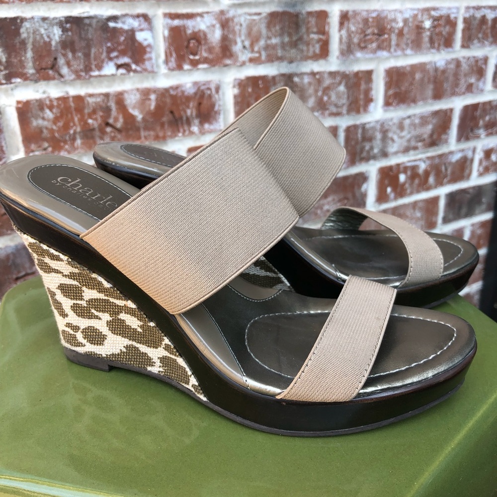Tan animal print sandals